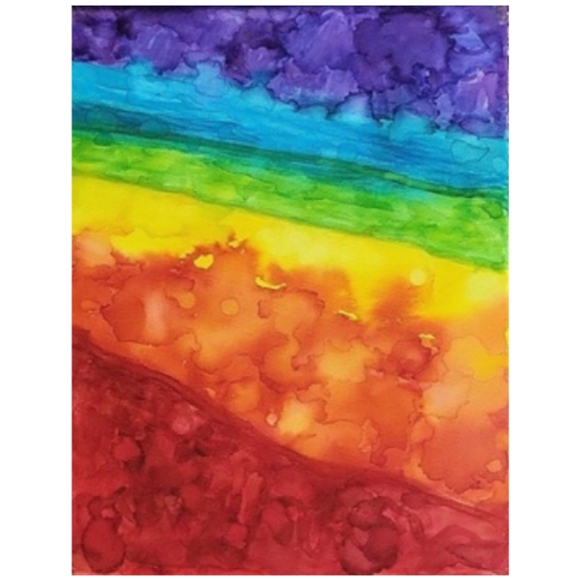 Hand Crafted Abstract Rainbow Design 11x14 Inches Canvas Painting - Picture 2 of 4